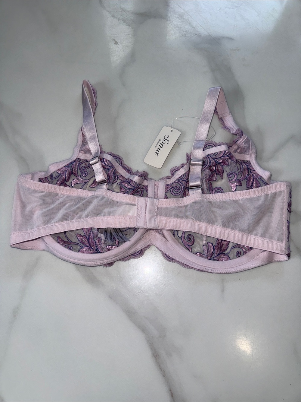 Soma sensuous lace unlined bra Lavender Floral Embroidered Sheer Underwire Bra - Picture 3 of 5
